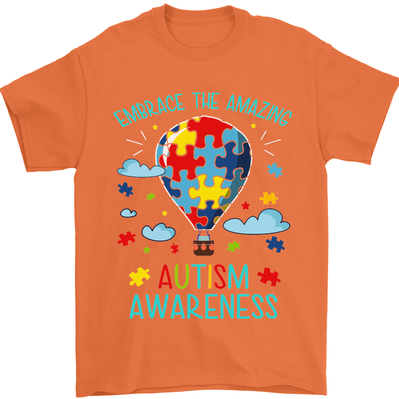 Autism Awareness Embrace Amazing Autistic Mens T-Shirt Cotton Gildan Orange