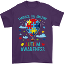 Autism Awareness Embrace Amazing Autistic Mens T-Shirt Cotton Gildan Purple