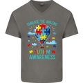 Autism Awareness Embrace Amazing Autistic Mens V-Neck Cotton T-Shirt Charcoal