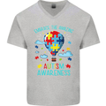 Autism Awareness Embrace Amazing Autistic Mens V-Neck Cotton T-Shirt Sports Grey