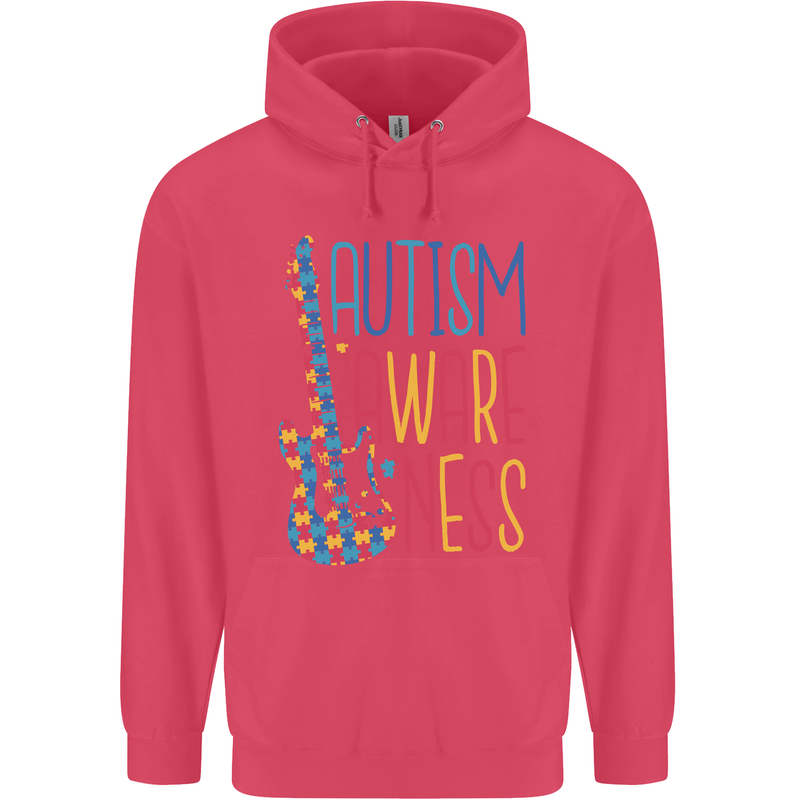 Autism Awareness Guitar Guitarist Childrens Kids Hoodie Heliconia