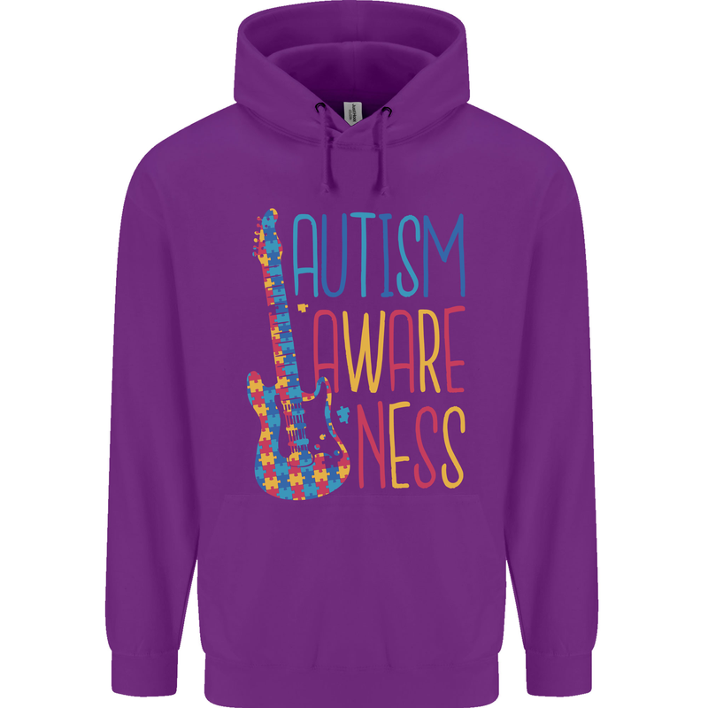 Autism Awareness Guitar Guitarist Childrens Kids Hoodie Purple