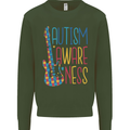 Autism Awareness Guitar Guitarist Kids Sweatshirt Jumper Forest Green
