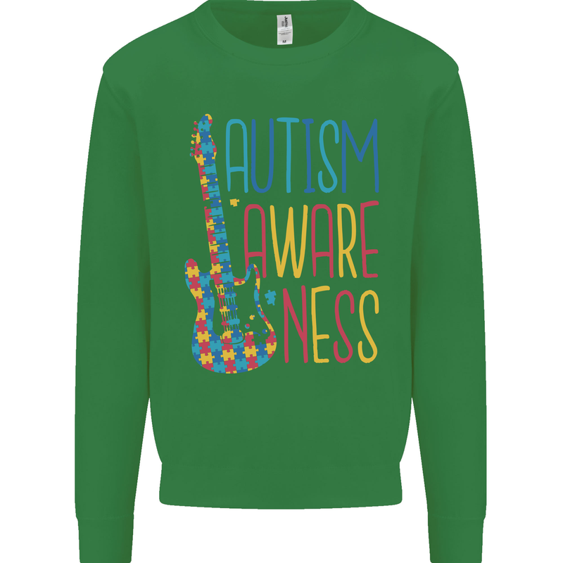 Autism Awareness Guitar Guitarist Kids Sweatshirt Jumper Irish Green