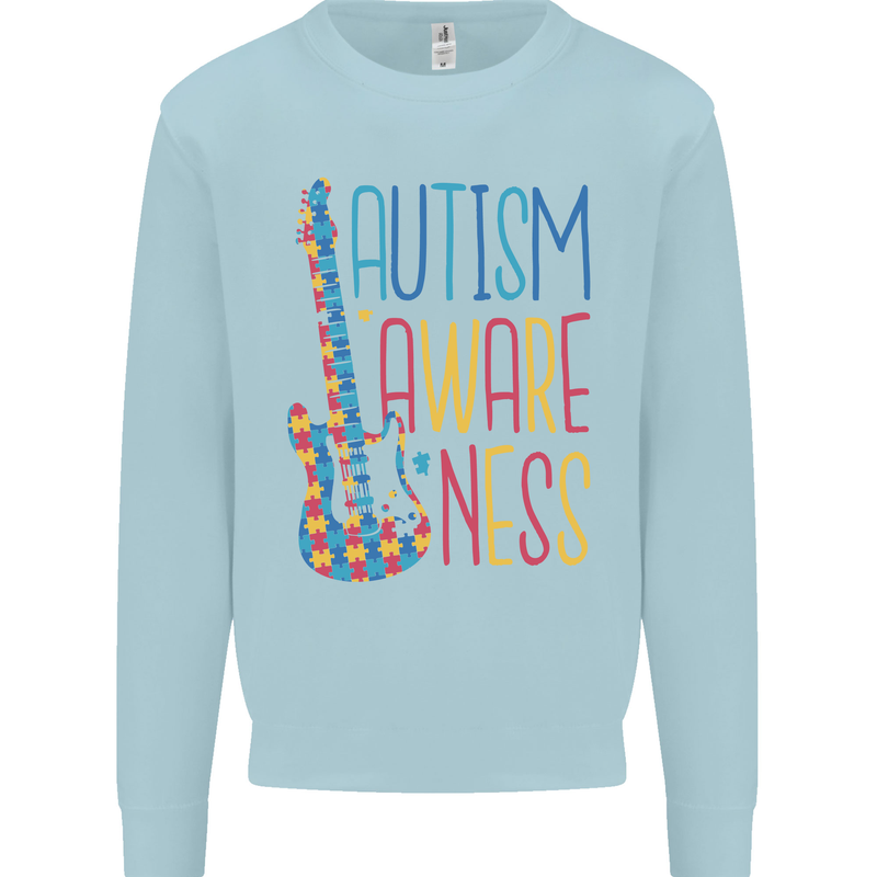Autism Awareness Guitar Guitarist Kids Sweatshirt Jumper Light Blue