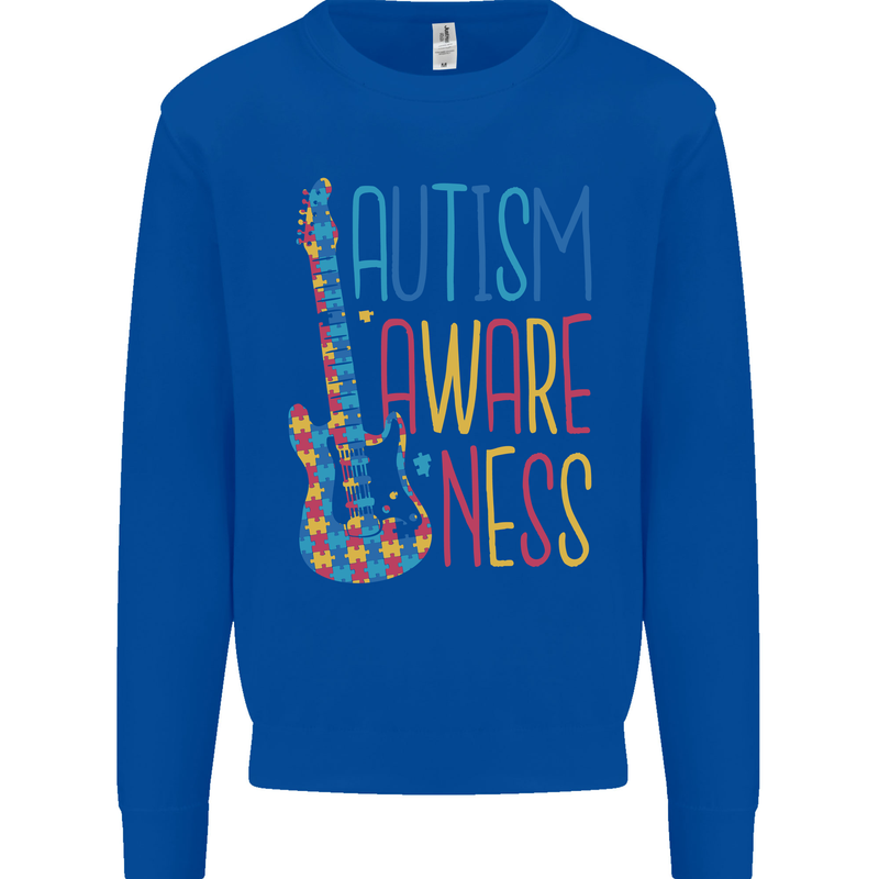 Autism Awareness Guitar Guitarist Kids Sweatshirt Jumper Royal Blue