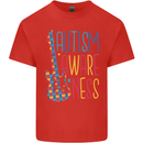 Autism Awareness Guitar Guitarist Kids T-Shirt Childrens Red