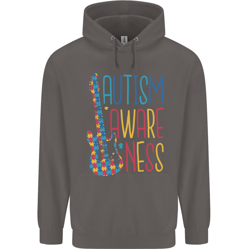 Autism Awareness Guitar Guitarist Mens 80% Cotton Hoodie Charcoal