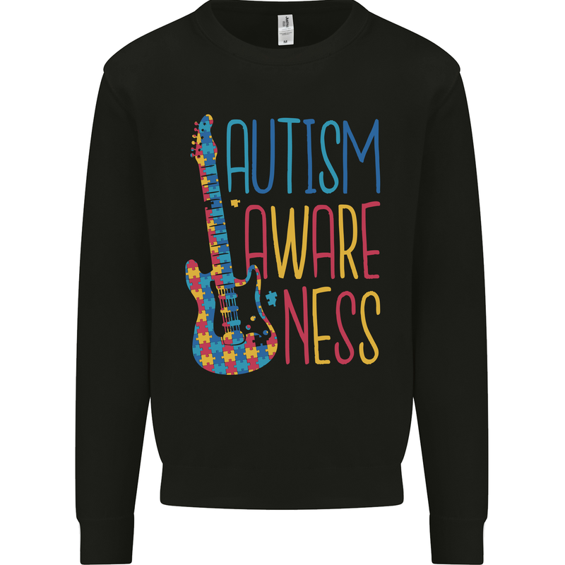 Autism Awareness Guitar Guitarist Mens Sweatshirt Jumper Black