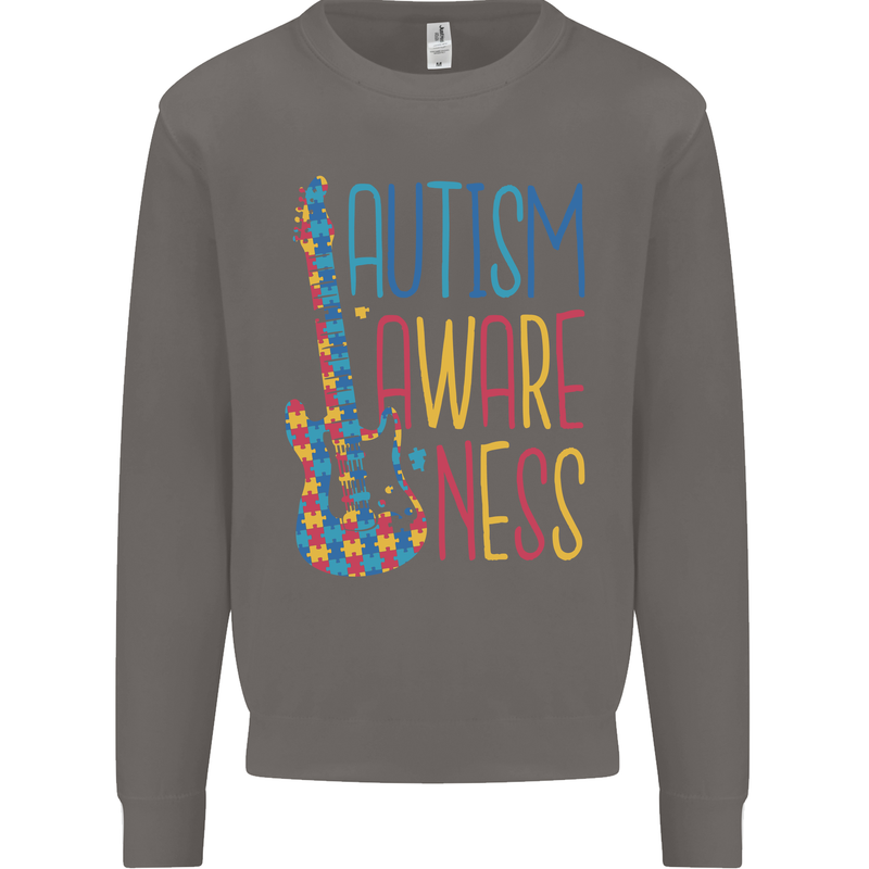 Autism Awareness Guitar Guitarist Mens Sweatshirt Jumper Charcoal