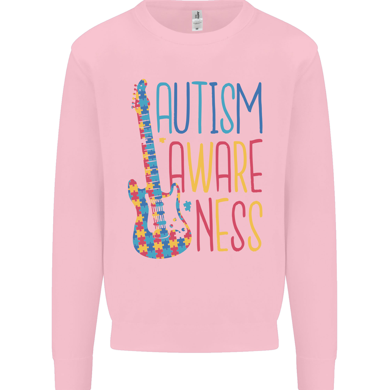 Autism Awareness Guitar Guitarist Mens Sweatshirt Jumper Light Pink