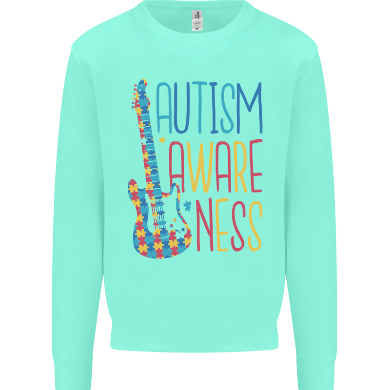 Autism Awareness Guitar Guitarist Mens Sweatshirt Jumper Peppermint
