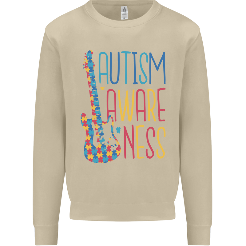 Autism Awareness Guitar Guitarist Mens Sweatshirt Jumper Sand