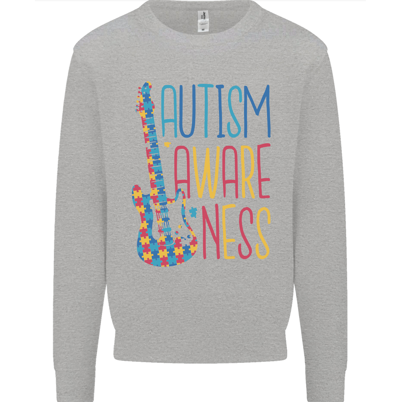 Autism Awareness Guitar Guitarist Mens Sweatshirt Jumper Sports Grey