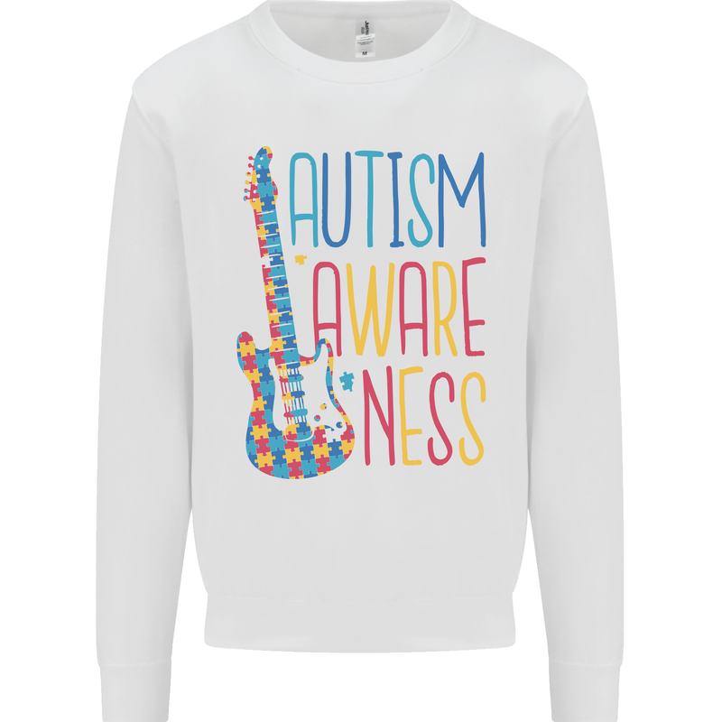 Autism Awareness Guitar Guitarist Mens Sweatshirt Jumper White