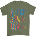 Autism Awareness Guitar Guitarist Mens T-Shirt 100% Cotton Military Green