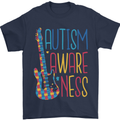Autism Awareness Guitar Guitarist Mens T-Shirt 100% Cotton Navy Blue