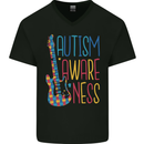 Autism Awareness Guitar Guitarist Mens V-Neck Cotton T-Shirt Black
