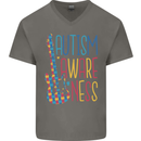 Autism Awareness Guitar Guitarist Mens V-Neck Cotton T-Shirt Charcoal