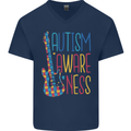 Autism Awareness Guitar Guitarist Mens V-Neck Cotton T-Shirt Navy Blue