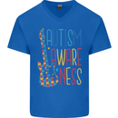 Autism Awareness Guitar Guitarist Mens V-Neck Cotton T-Shirt Royal Blue