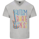 Autism Awareness Guitar Guitarist Mens V-Neck Cotton T-Shirt Sports Grey