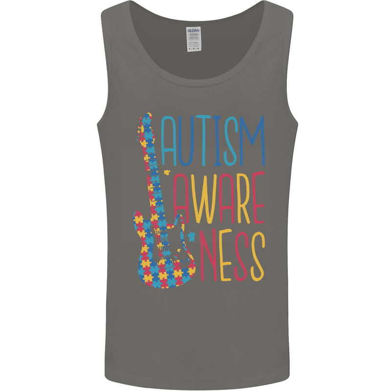 Autism Awareness Guitar Guitarist Mens Vest Tank Top Charcoal