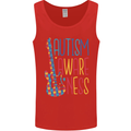 Autism Awareness Guitar Guitarist Mens Vest Tank Top Red