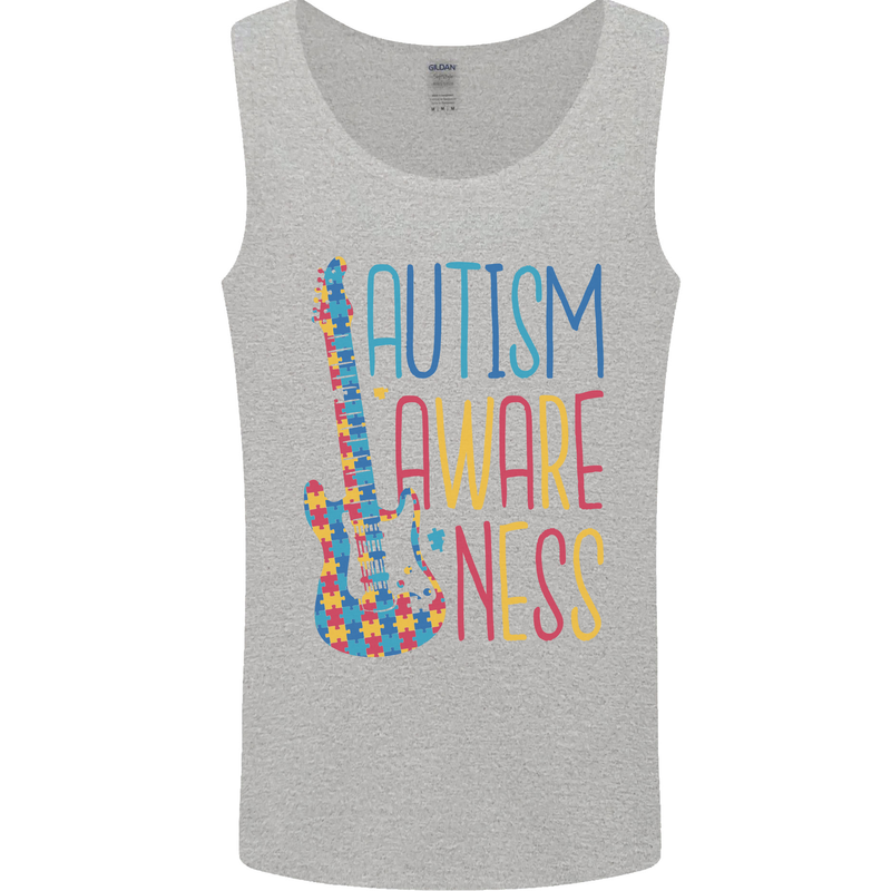 Autism Awareness Guitar Guitarist Mens Vest Tank Top Sports Grey