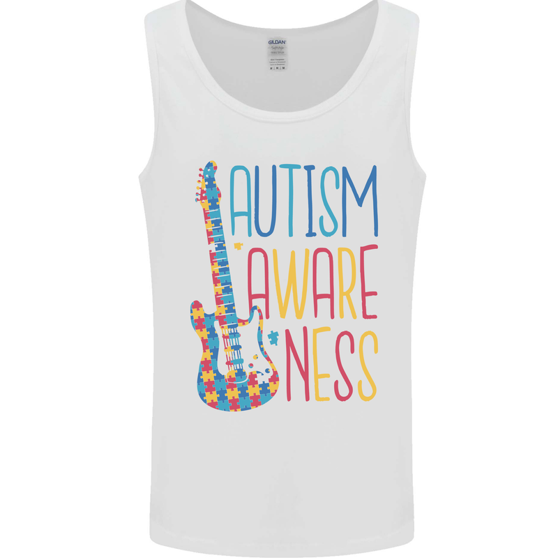 Autism Awareness Guitar Guitarist Mens Vest Tank Top White