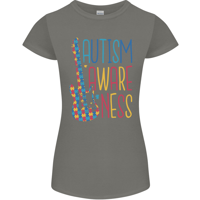 Autism Awareness Guitar Guitarist Womens Petite Cut T-Shirt Charcoal