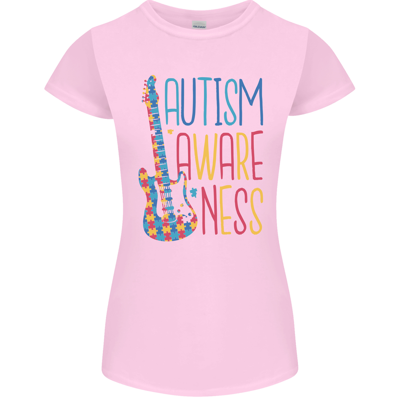 Autism Awareness Guitar Guitarist Womens Petite Cut T-Shirt Light Pink