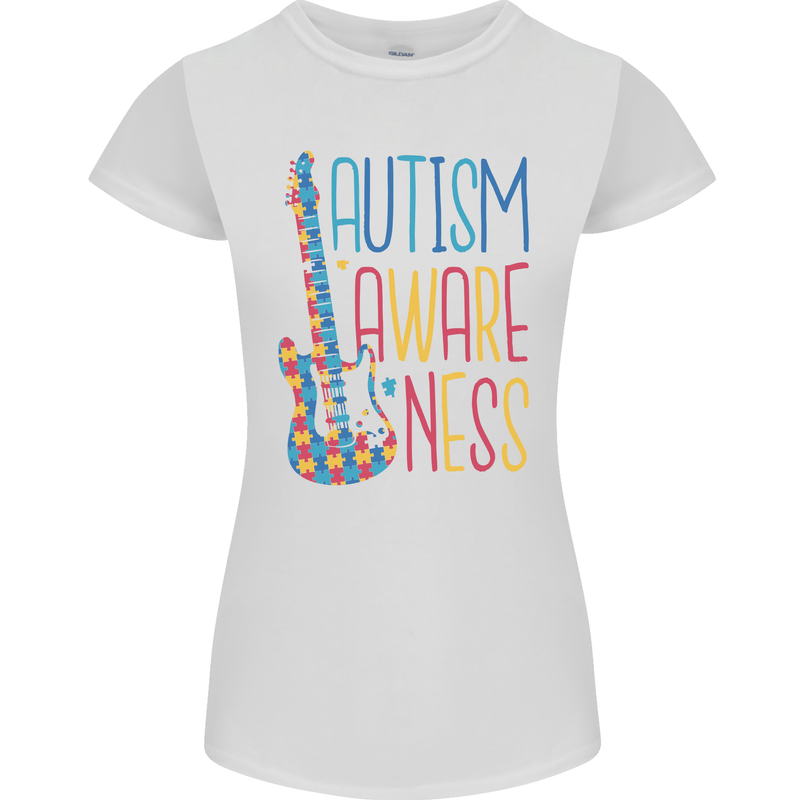 Autism Awareness Guitar Guitarist Womens Petite Cut T-Shirt White