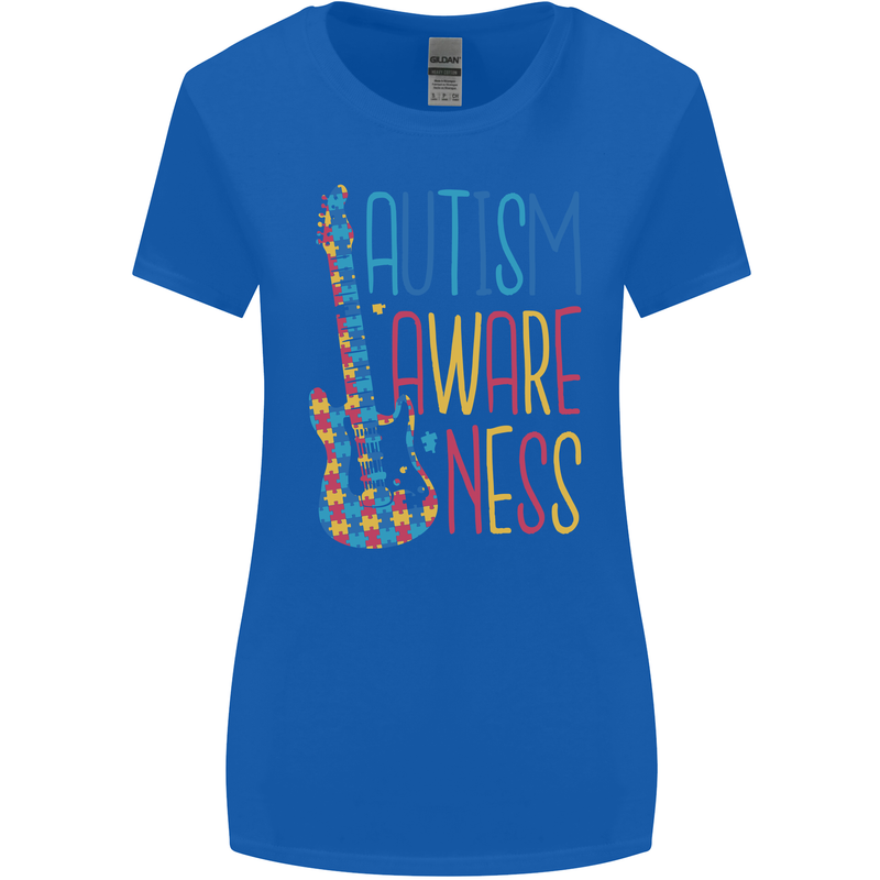 Autism Awareness Guitar Guitarist Womens Wider Cut T-Shirt Royal Blue