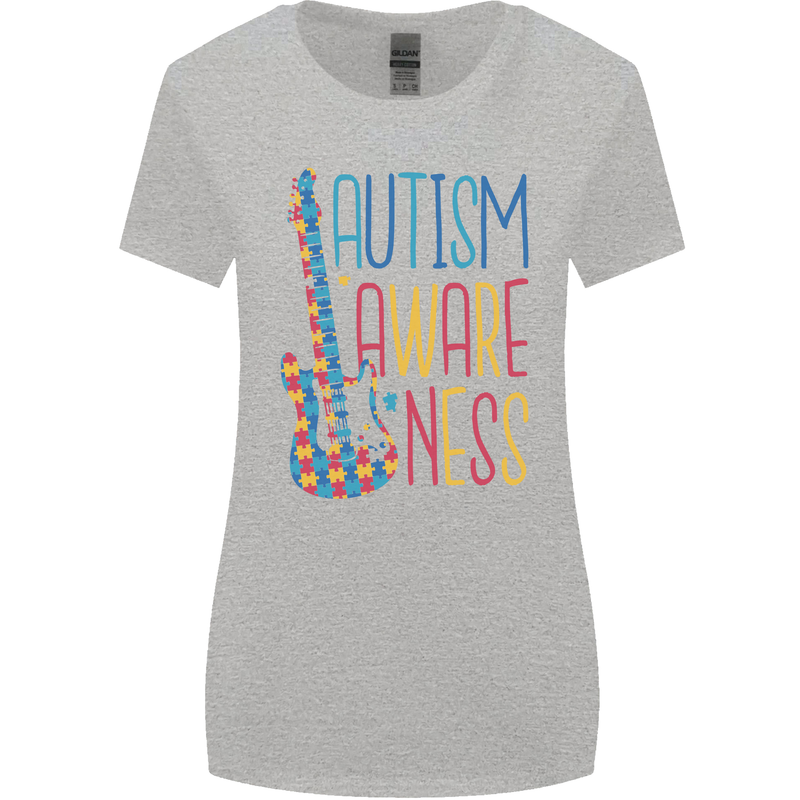 Autism Awareness Guitar Guitarist Womens Wider Cut T-Shirt Sports Grey