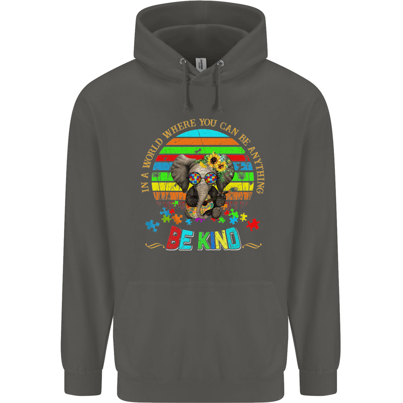 Autism Be Kind Elephant Autistic Childrens Kids Hoodie Storm Grey