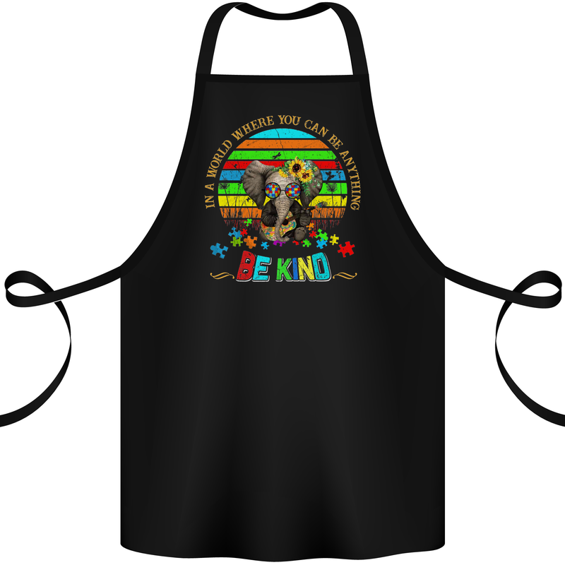 Autism Be Kind Elephant Autistic Cotton Apron 100% Organic Black