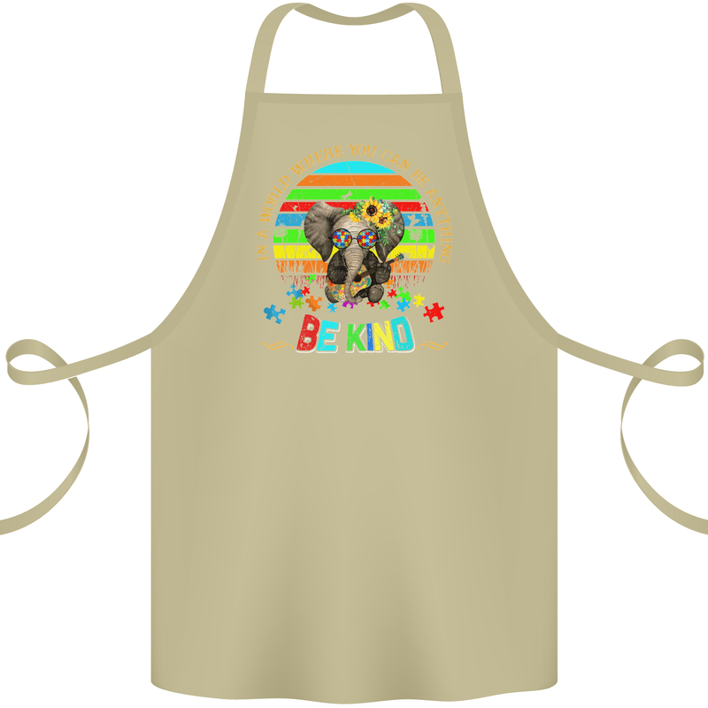 Autism Be Kind Elephant Autistic Cotton Apron 100% Organic Khaki