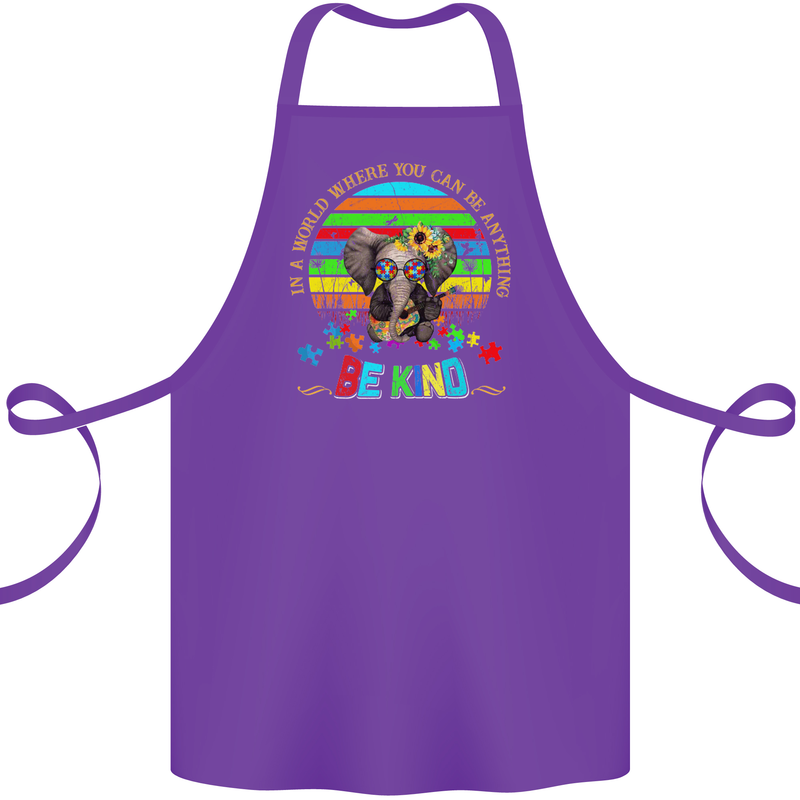Autism Be Kind Elephant Autistic Cotton Apron 100% Organic Purple