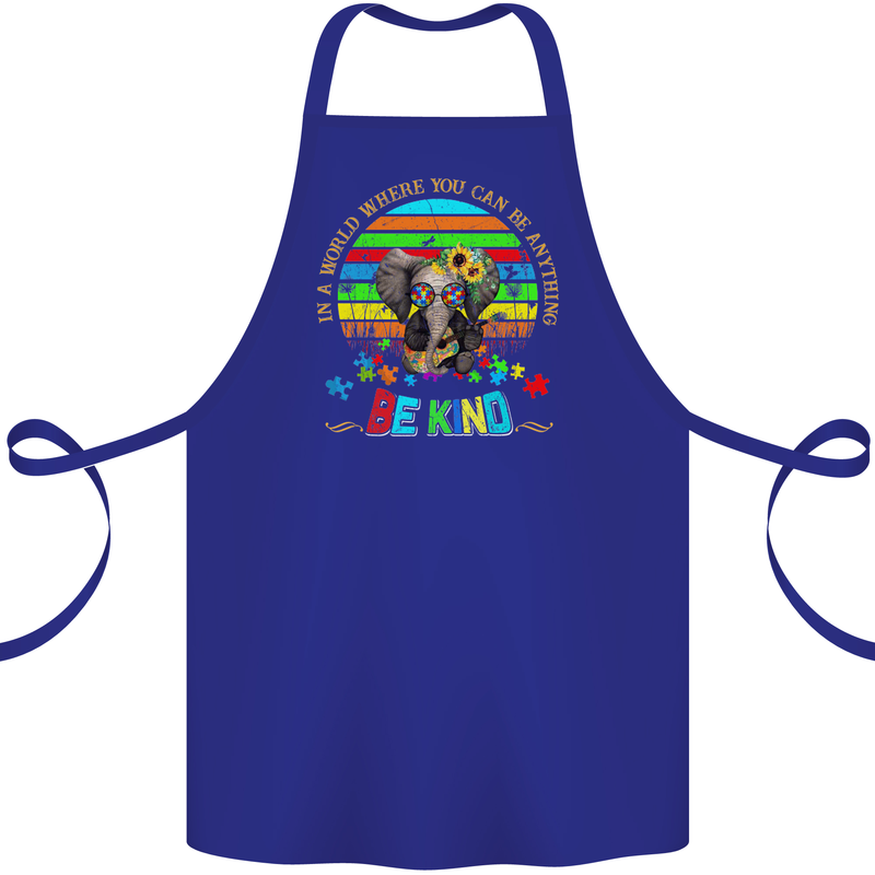 Autism Be Kind Elephant Autistic Cotton Apron 100% Organic Royal Blue