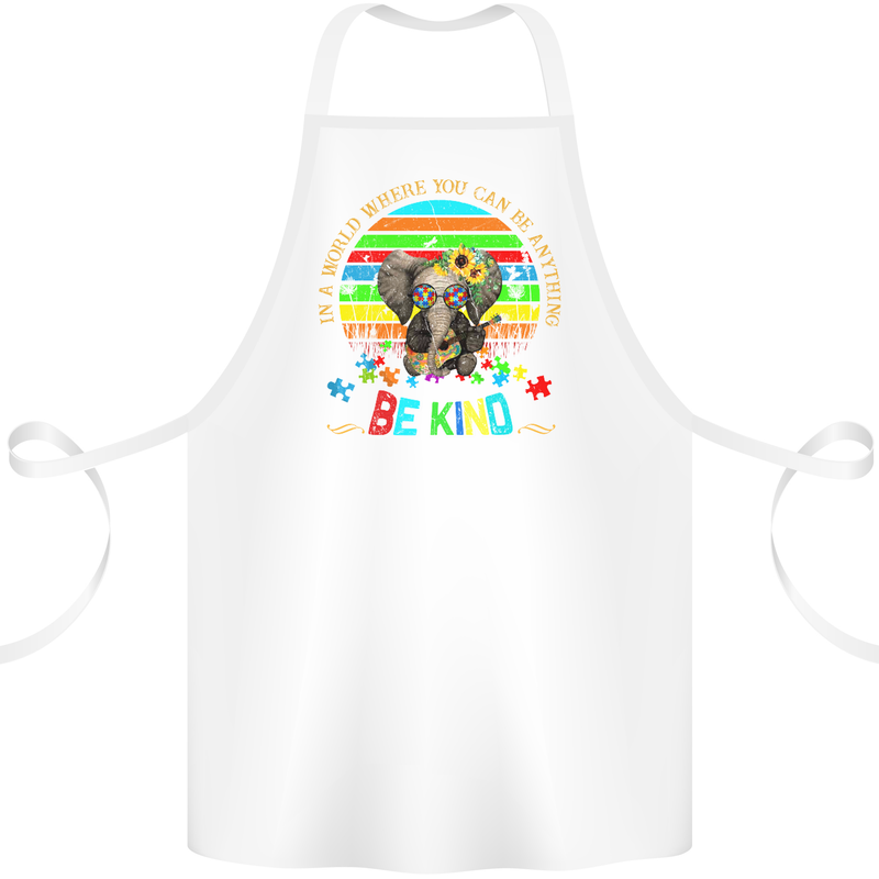 Autism Be Kind Elephant Autistic Cotton Apron 100% Organic White