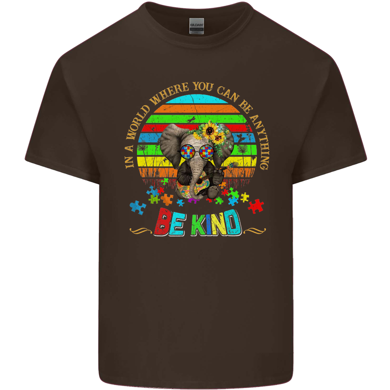 Autism Be Kind Elephant Autistic Kids T-Shirt Childrens Chocolate