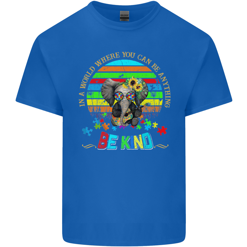 Autism Be Kind Elephant Autistic Kids T-Shirt Childrens Royal Blue