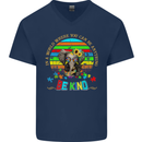 Autism Be Kind Elephant Autistic Mens V-Neck Cotton T-Shirt Navy Blue