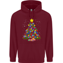 Autism Christmas Tree Autistic Awareness Childrens Kids Hoodie Maroon