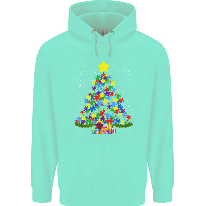Autism Christmas Tree Autistic Awareness Childrens Kids Hoodie Peppermint