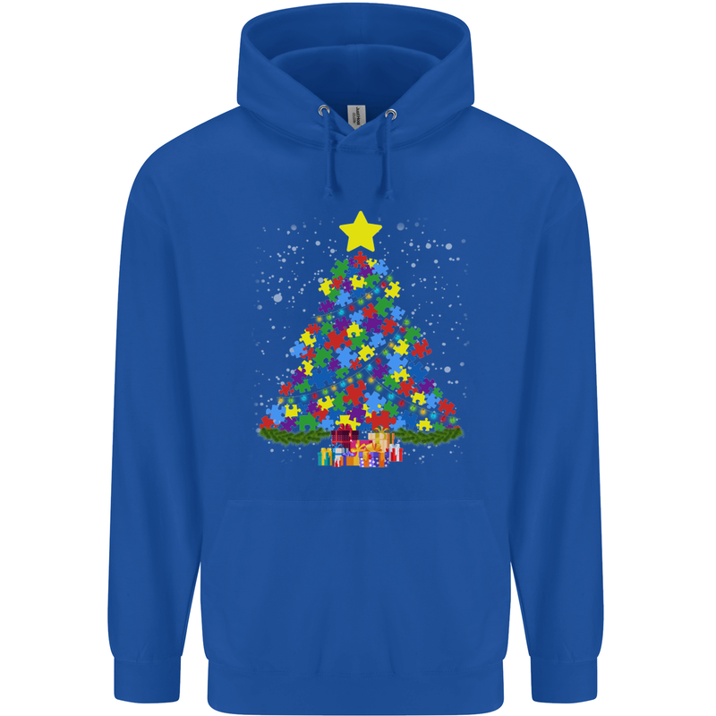 Autism Christmas Tree Autistic Awareness Childrens Kids Hoodie Royal Blue