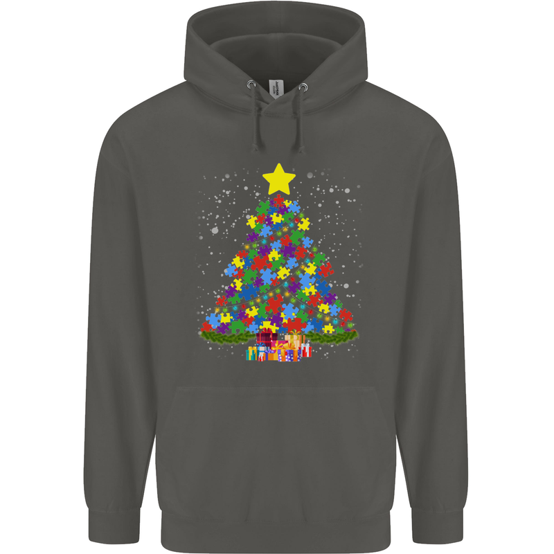 Autism Christmas Tree Autistic Awareness Childrens Kids Hoodie Storm Grey