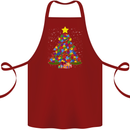 Autism Christmas Tree Autistic Awareness Cotton Apron 100% Organic Maroon