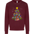 Autism Christmas Tree Autistic Awareness Kids Sweatshirt Jumper Maroon